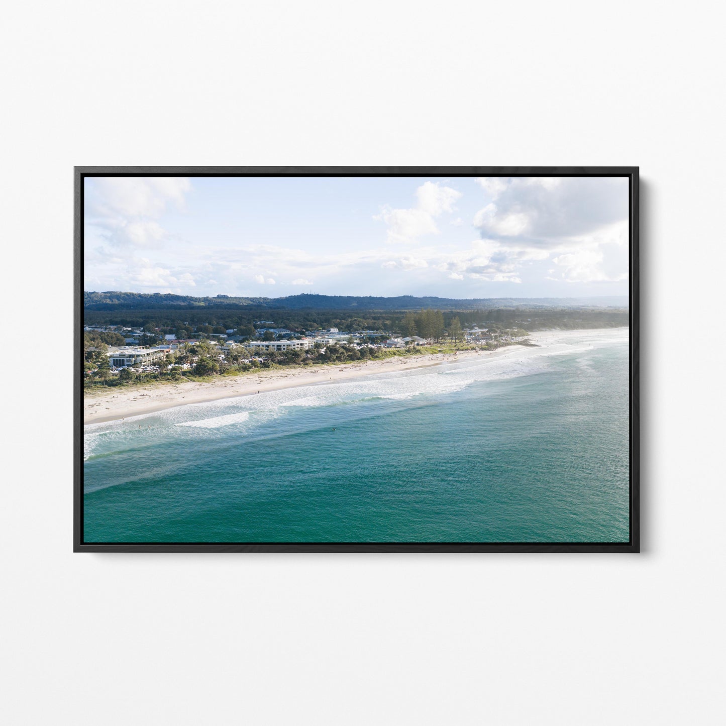 Byron Bay Beachfront Black Framed Canvas