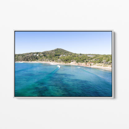 Byron Bay Headland White Framed Canvas