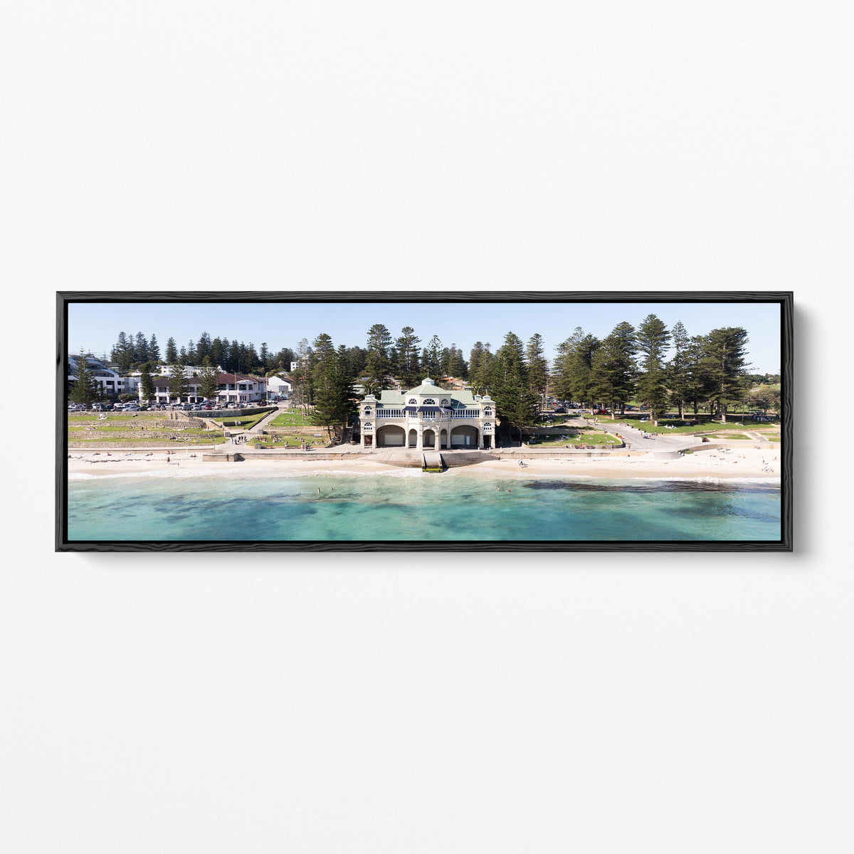 Cottesloe Beach panoramic black framed canvas Perth