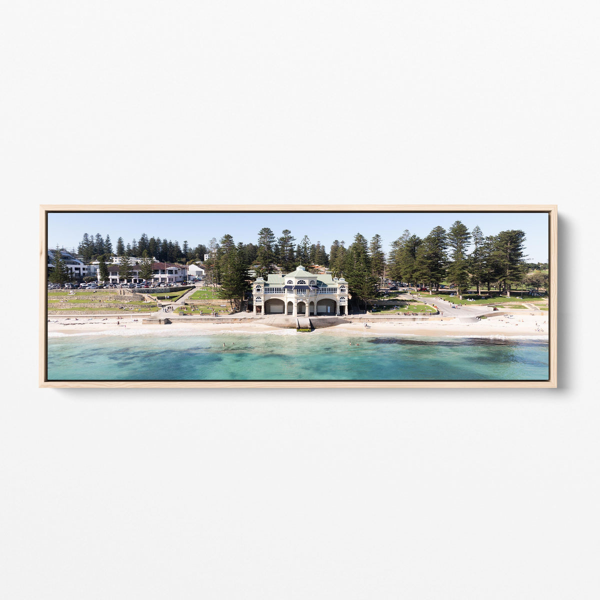 Cottesloe Beach panoramic oak framed canvas Perth
