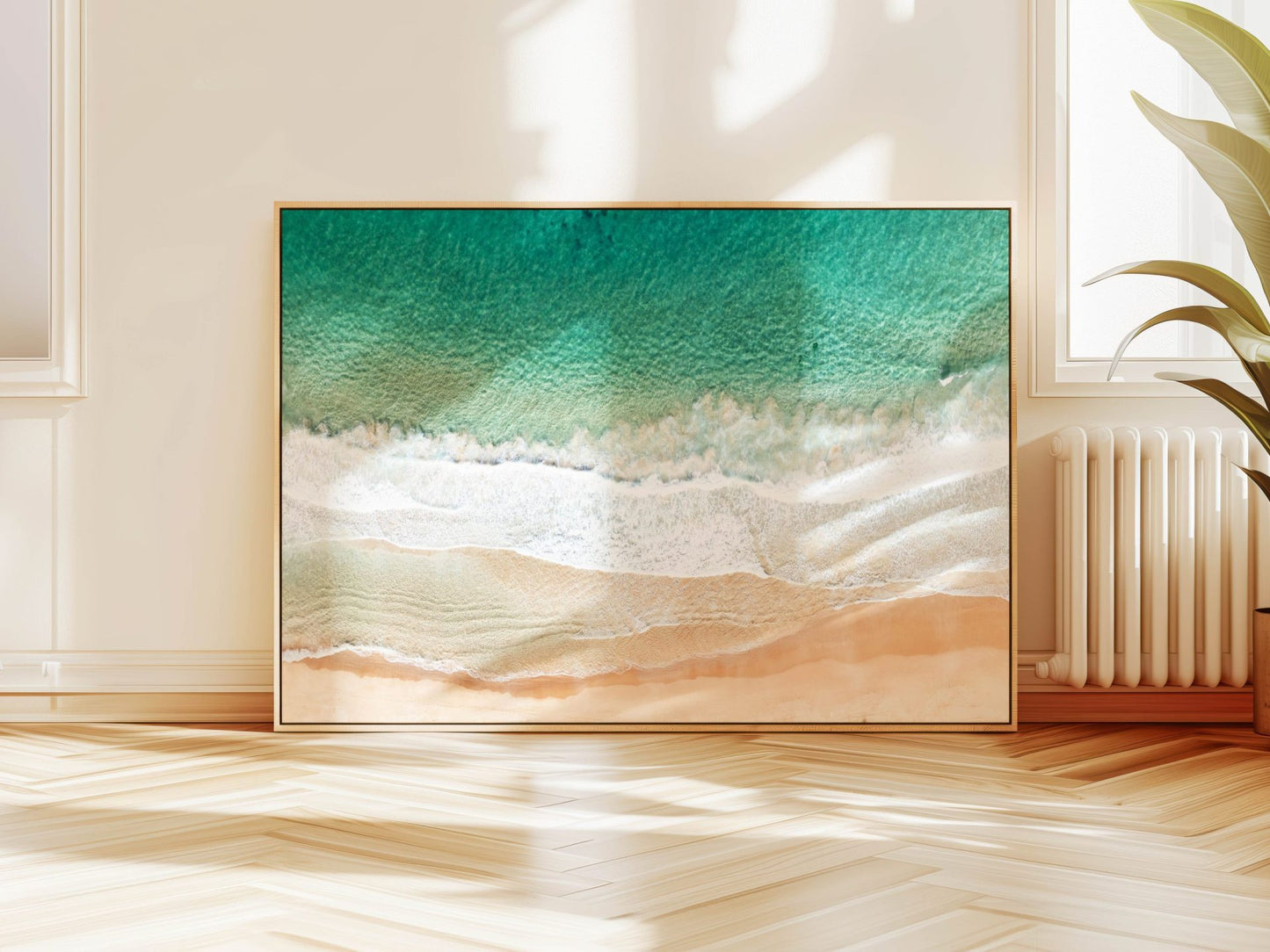 Aerial photograph of Palm Beach, Sydney hanging on a wall