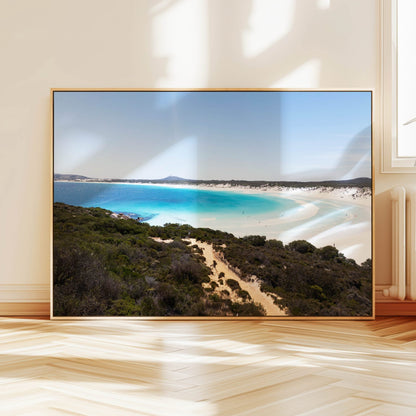 Aerial photograph of Wharton Beach hanging on a wall