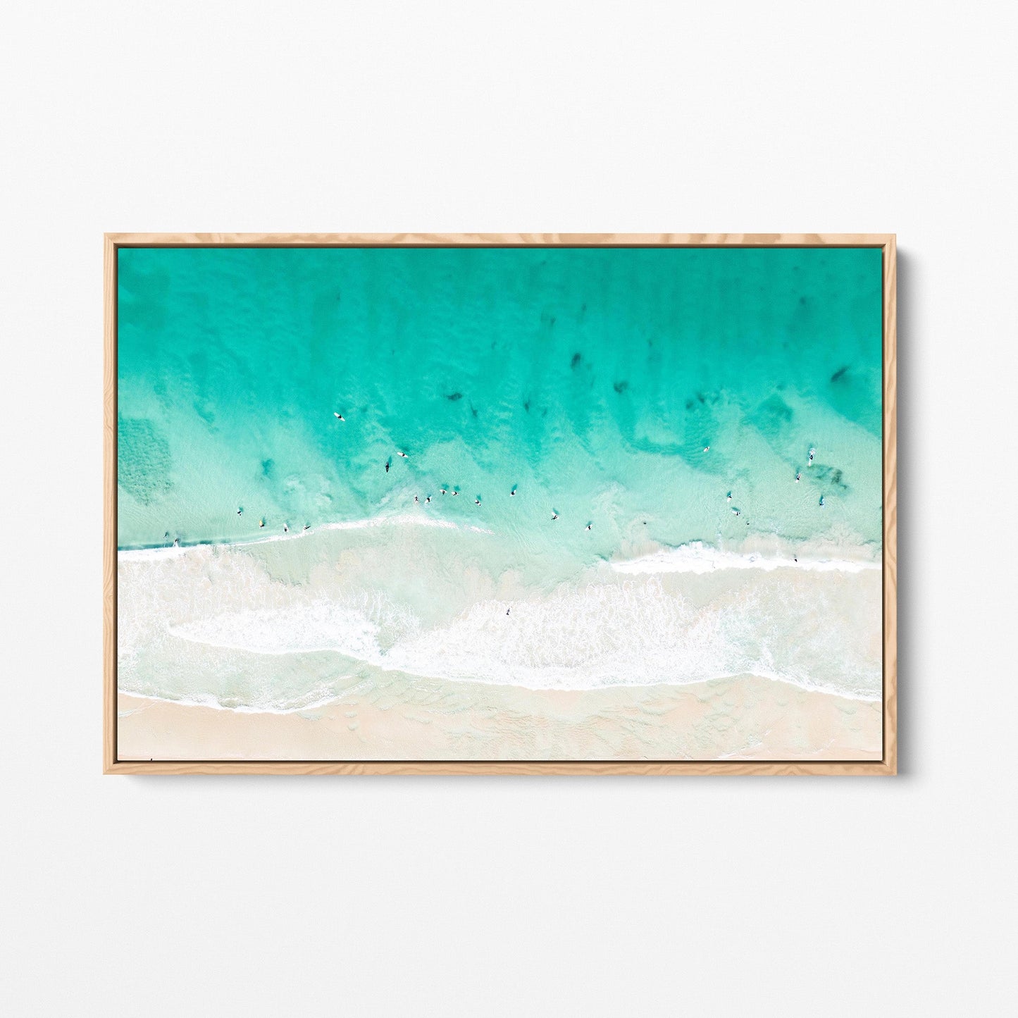Ocean waves oak framed canvas