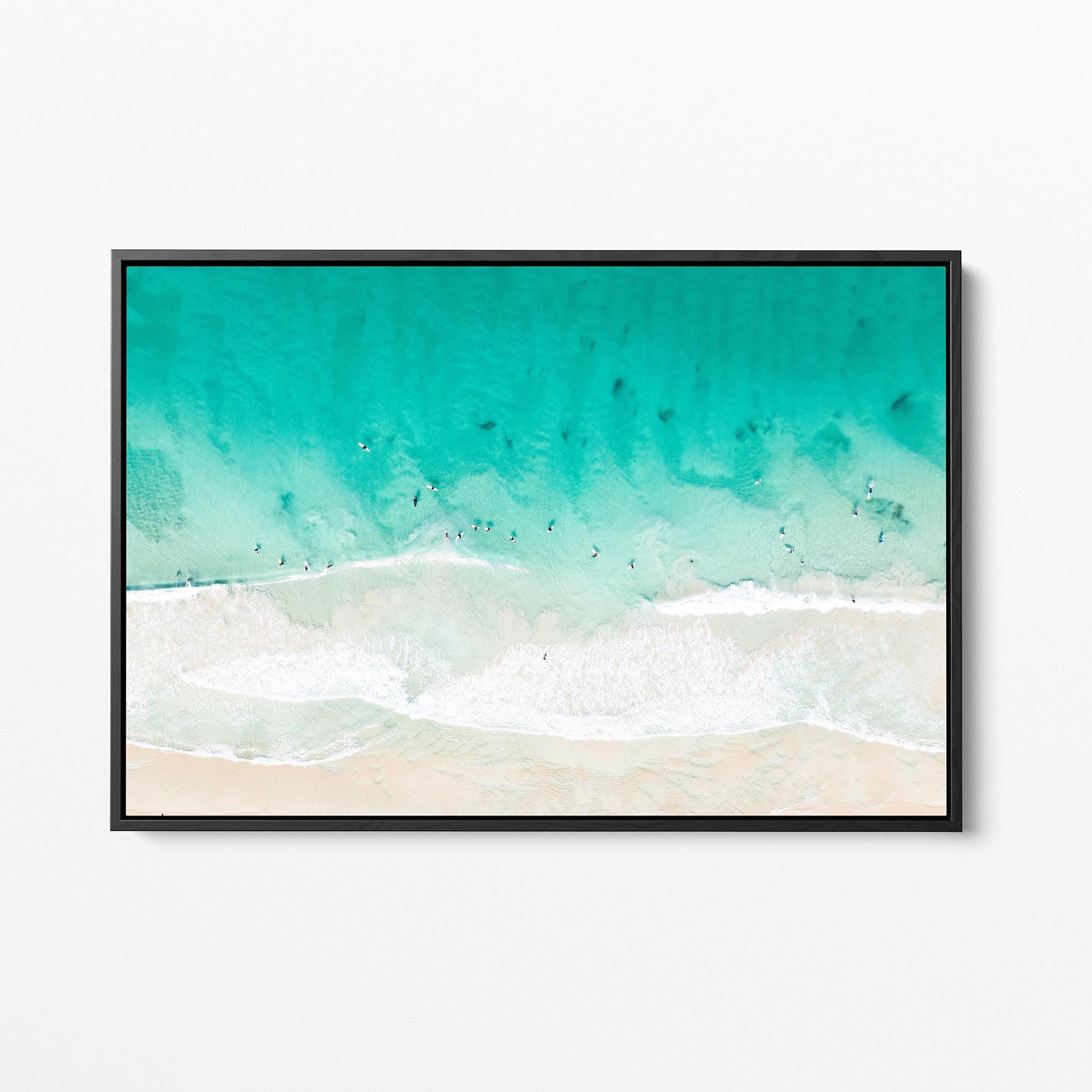 Ocean waves black framed canvas