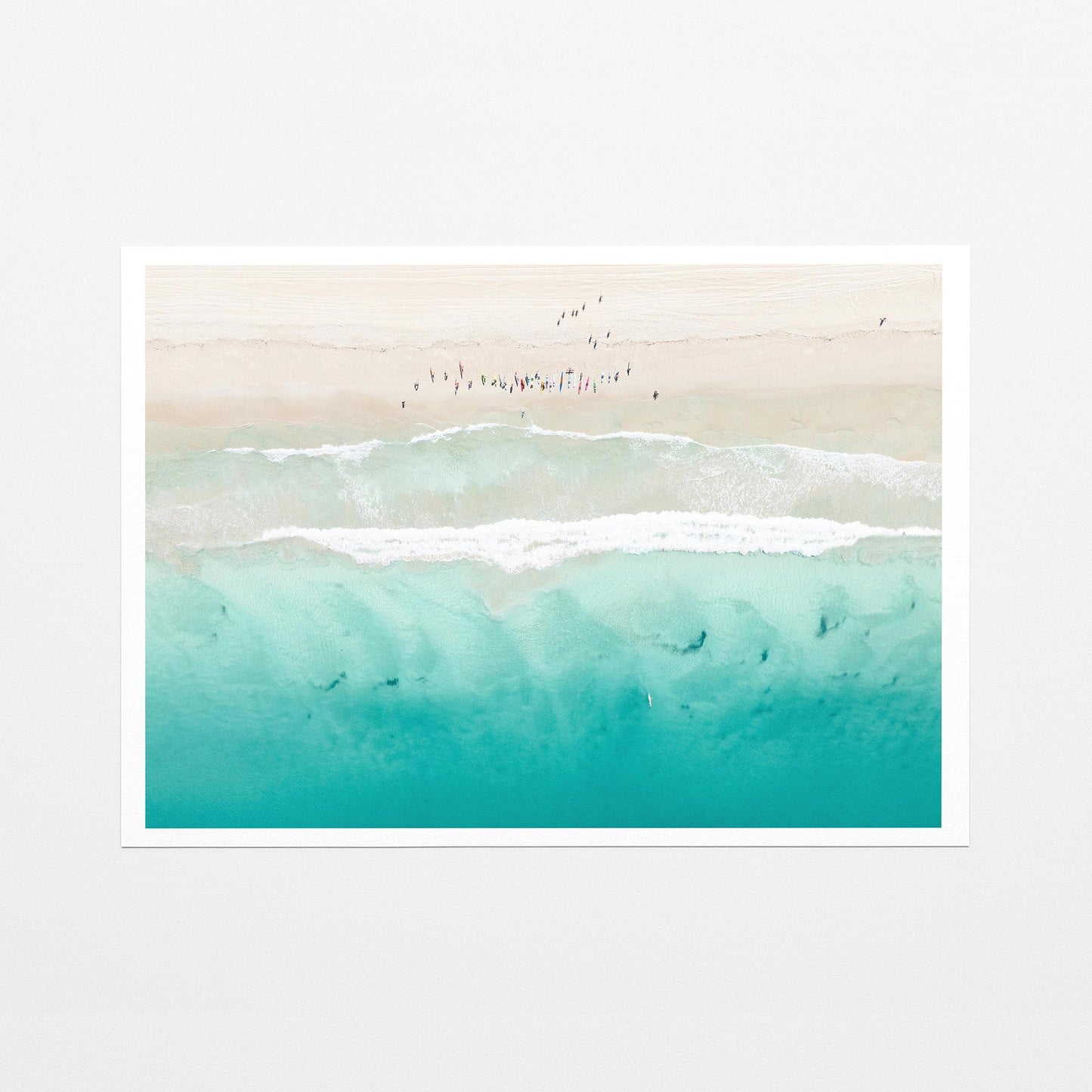 Aerial beach surfing fine art paper print