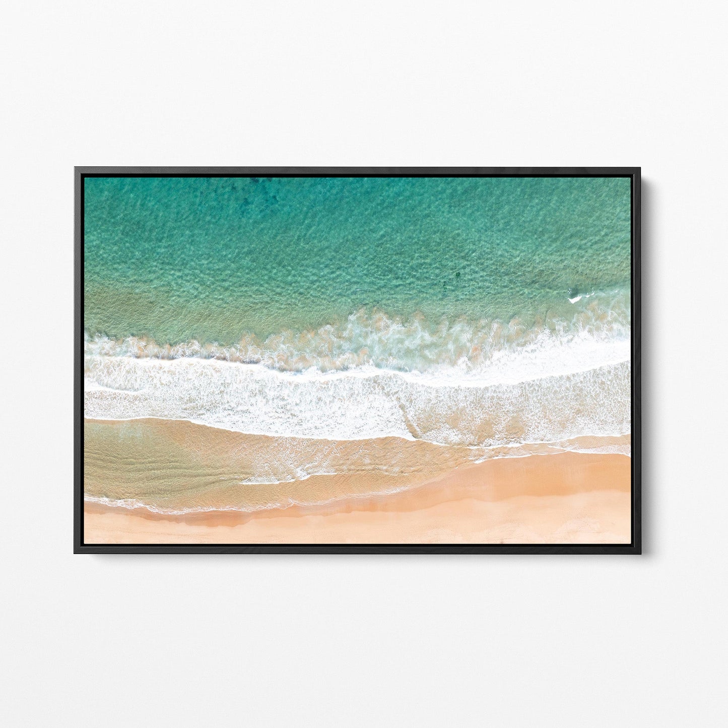 Palm Beach ocean waves black framed canvas