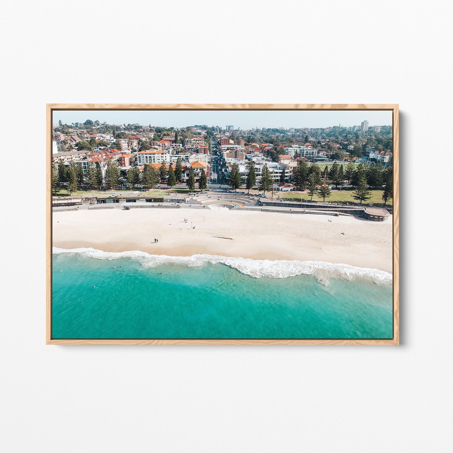 Coogee Beach oak framed canvas