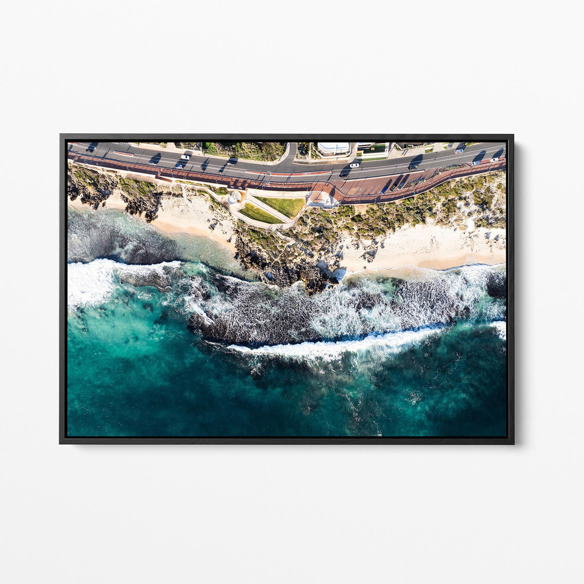 Trigg coastline black framed canvas