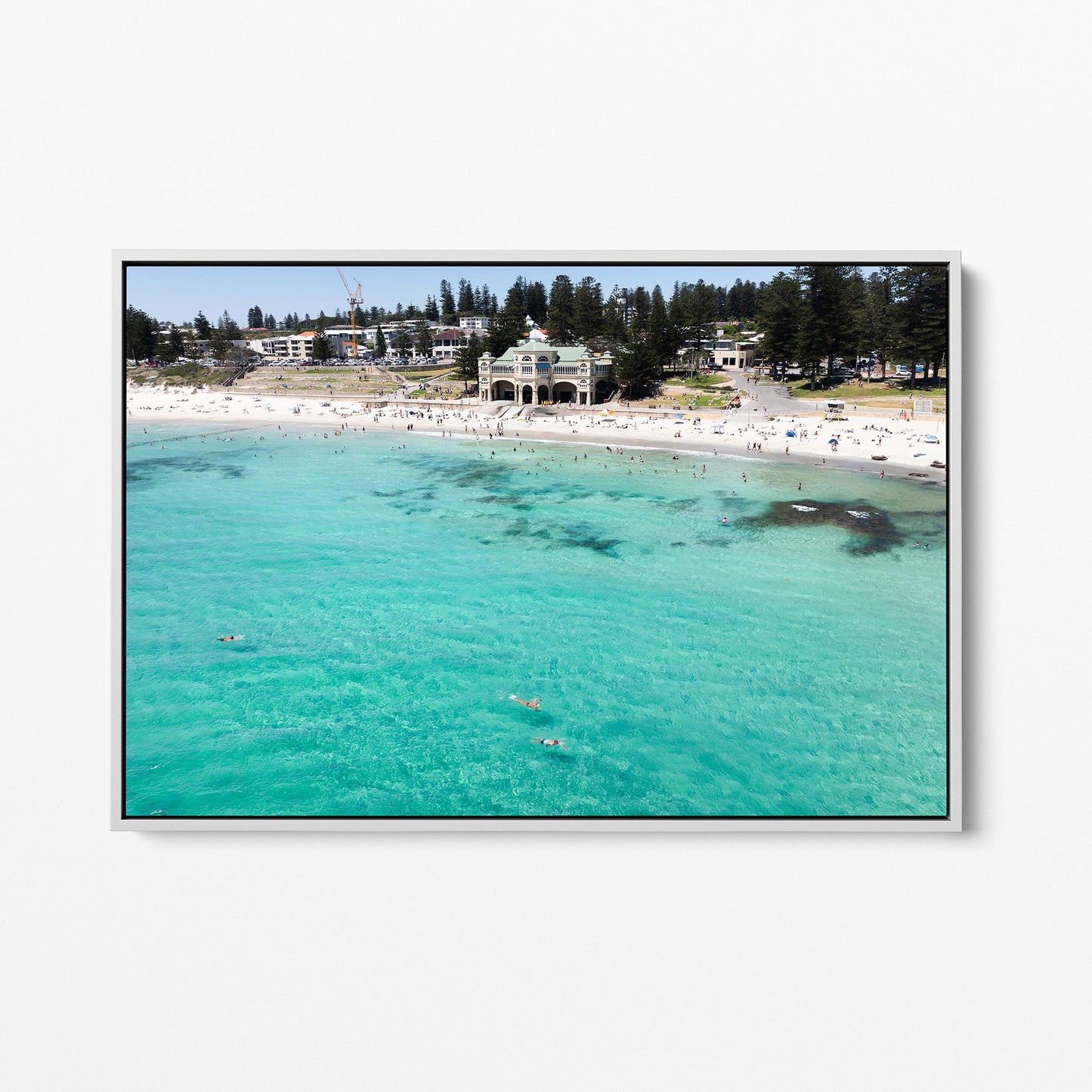 Cottesloe Beach white framed canvas
