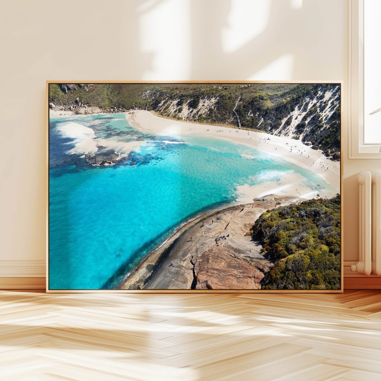 Aerial photograph of Salmon Holes hanging on a wall