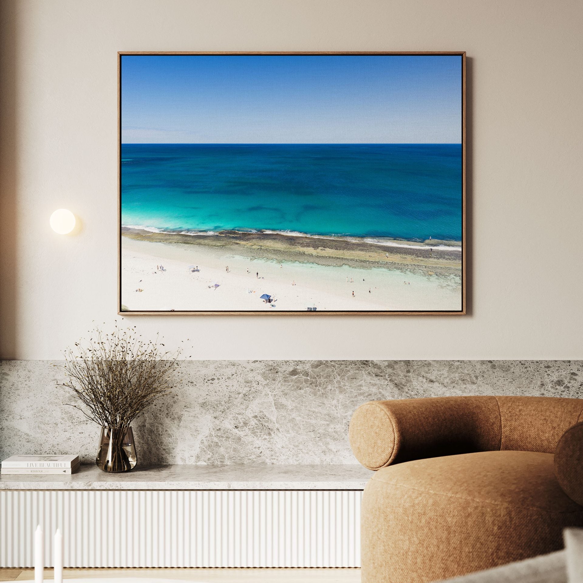 Yanchep Lagoon reef and turquoise water, alternate angle showing the outer edge of the lagoon