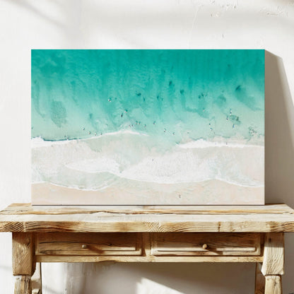 Aerial photograph of breaking ocean waves