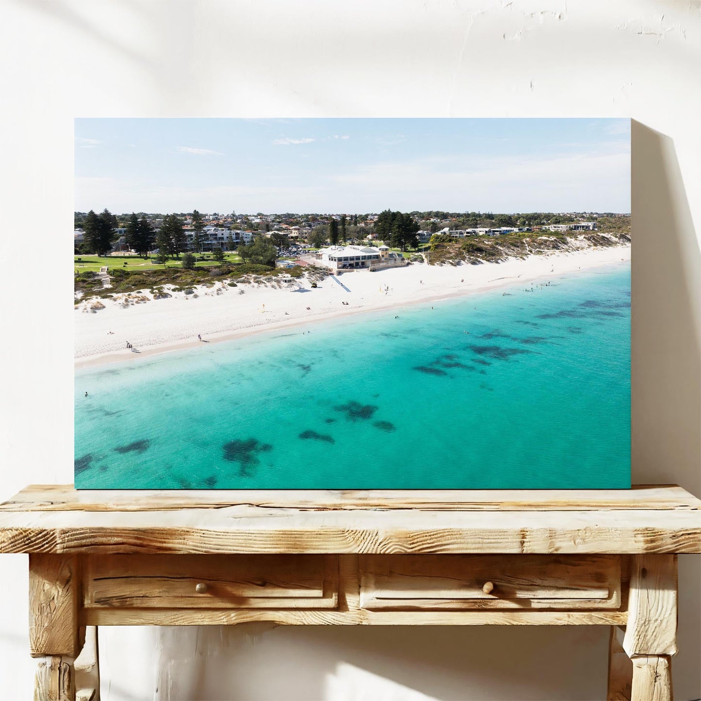 Mullaloo Beach aerial framed canvas print Perth