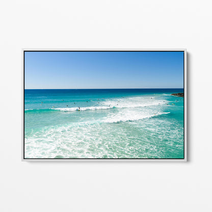 Palm Beach Surfers White Framed Canvas Gold Coast