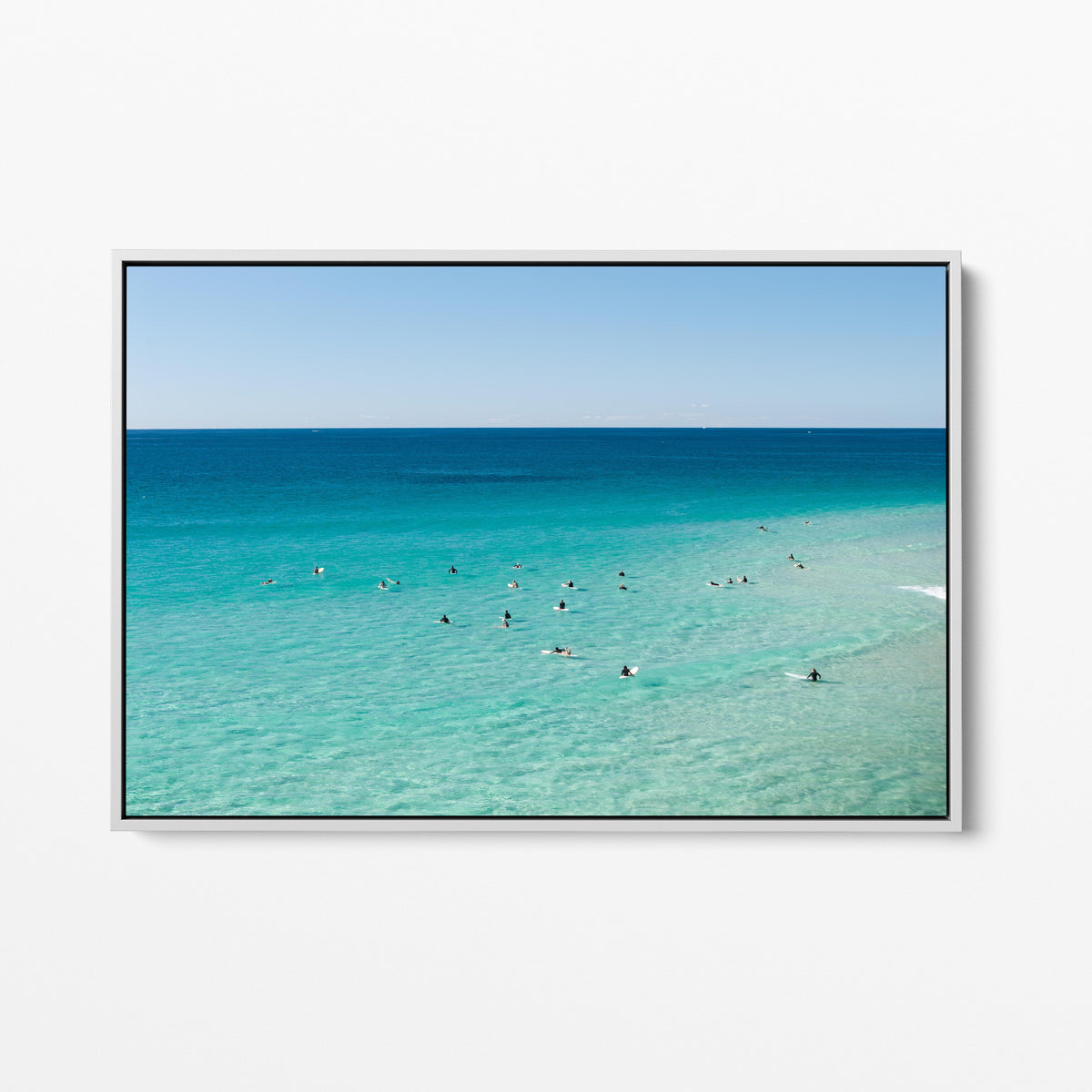 Palm Beach Surfers White Framed Canvas Gold Coast