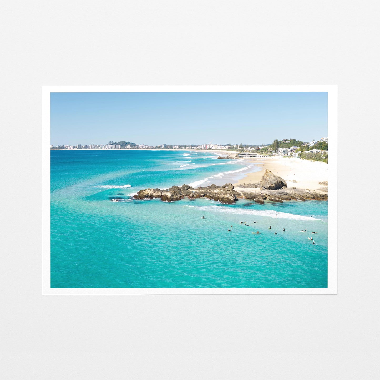 Palm Beach surfers rock shelf Fine Art Paper Print