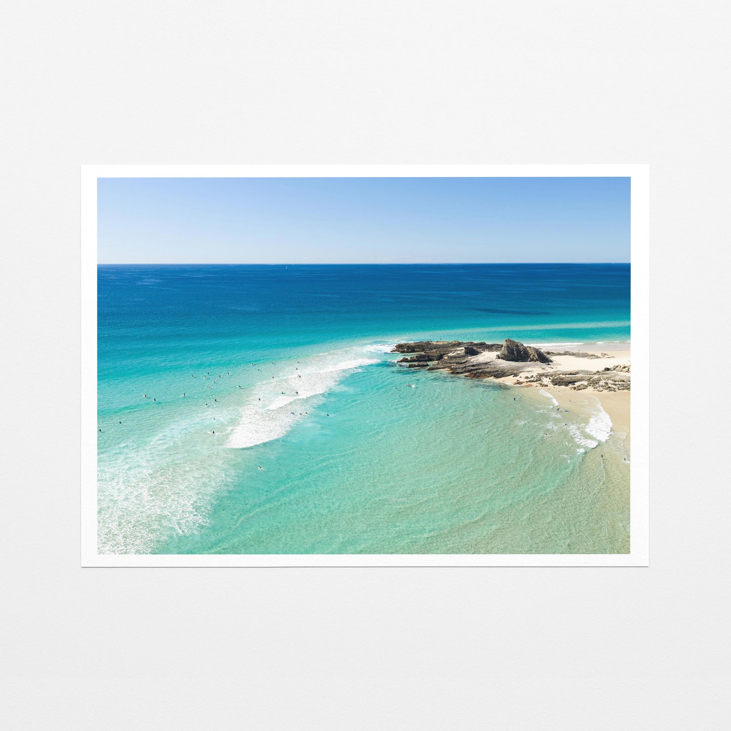 Palm Beach surfers rocks Fine Art Paper Print