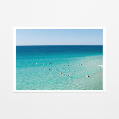 Palm Beach surfers waiting Fine Art Paper Print