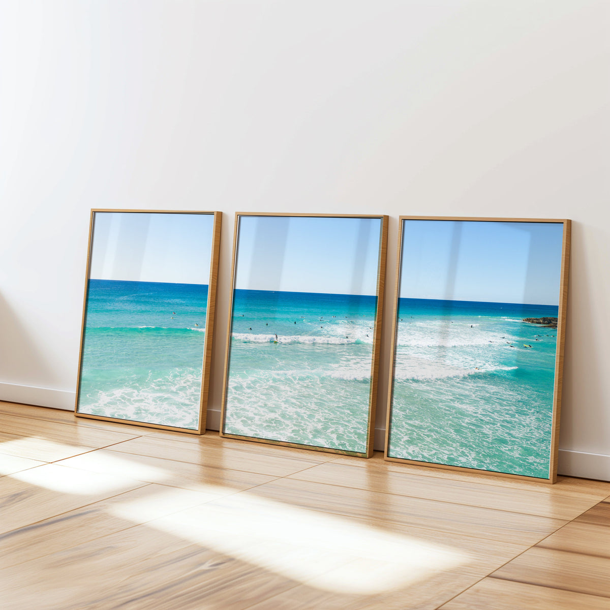 Palm Beach Surfers three piece canvas wall art QLD