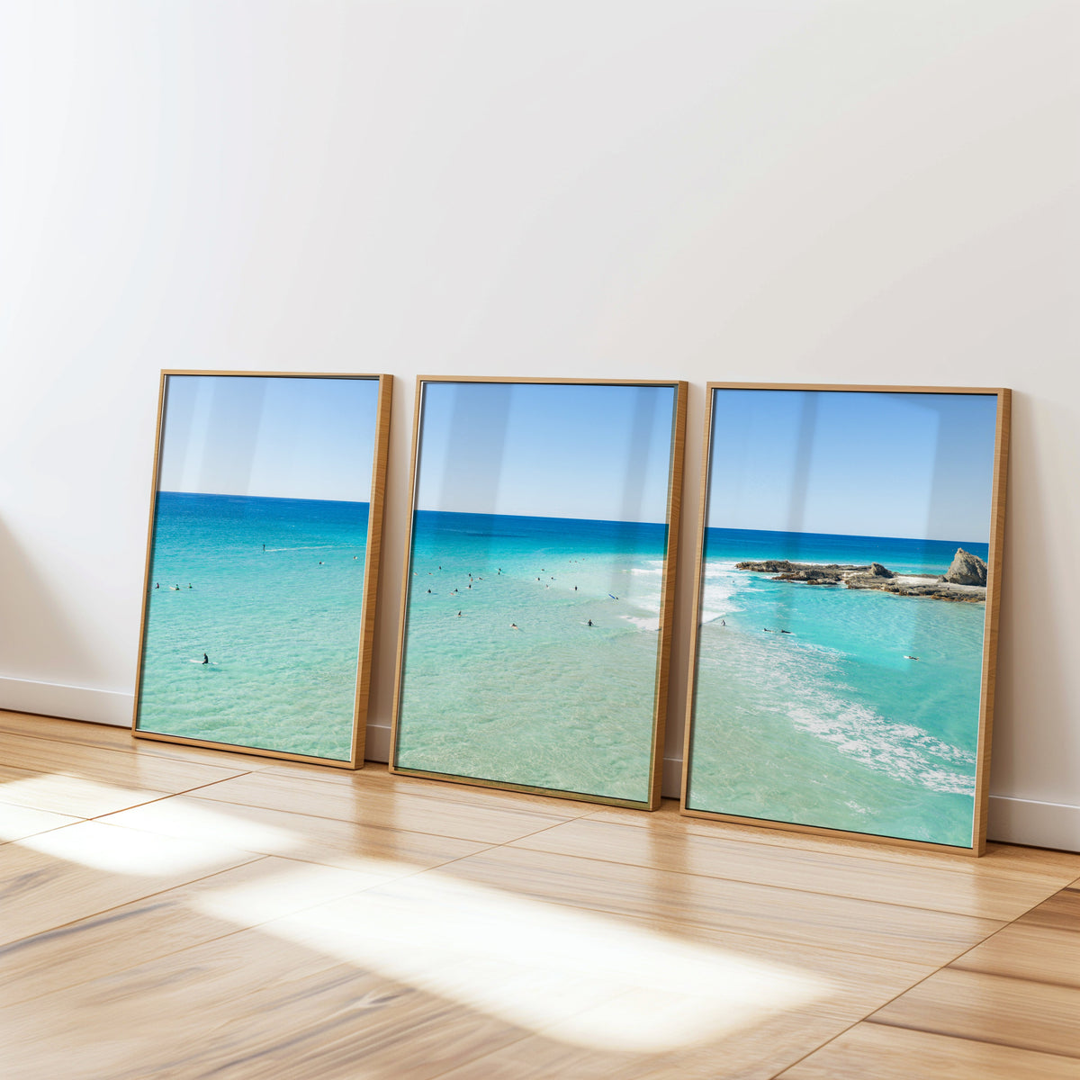 Palm Beach Surfers three piece canvas wall art II QLD