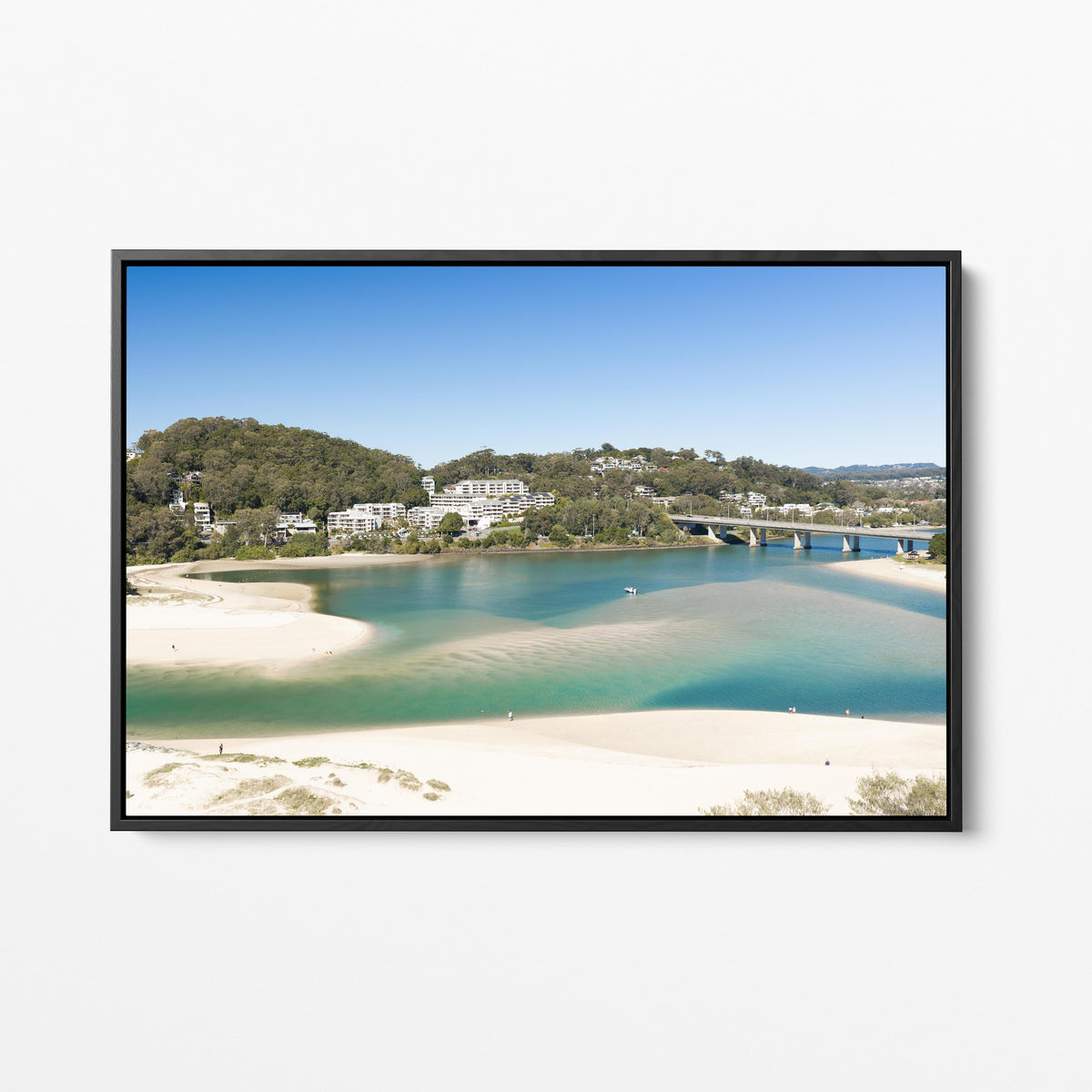 Palm Beach Creek Mouth Black Framed Canvas