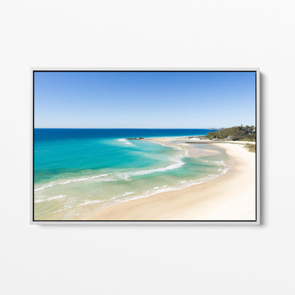 Palm Beach Sandbar White Framed Canvas