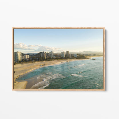 Rainbow Bay coastal oak framed canvas