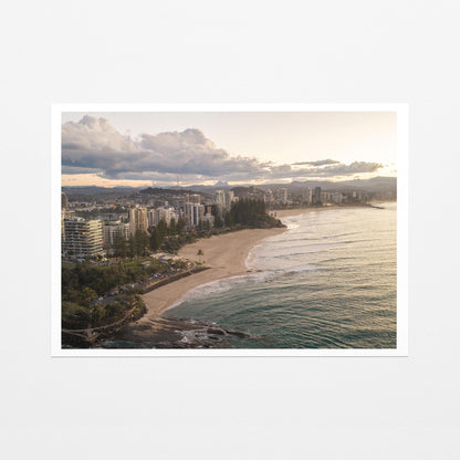 Rainbow Bay sunset aerial fine art paper print