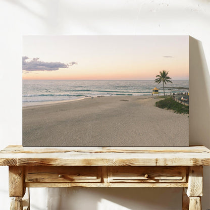 Rainbow Bay sunset palm wall art QLD canvas