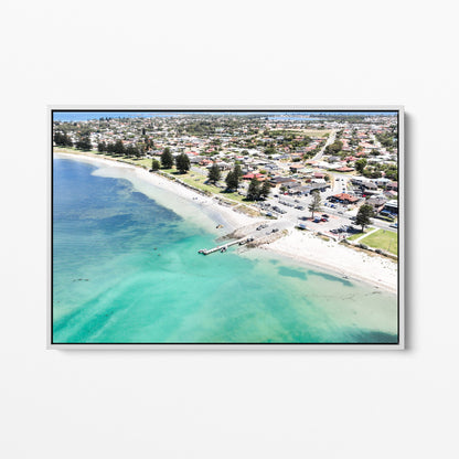 Safety Bay boat ramp white framed canvas