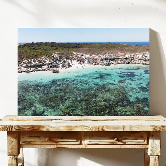 Salmon Bay reef aerial photography print Rottnest