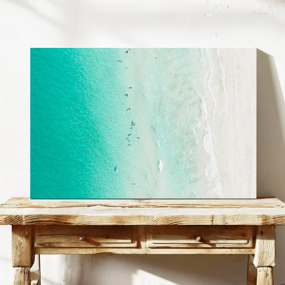 Scarborough surfers aerial canvas wall art Perth