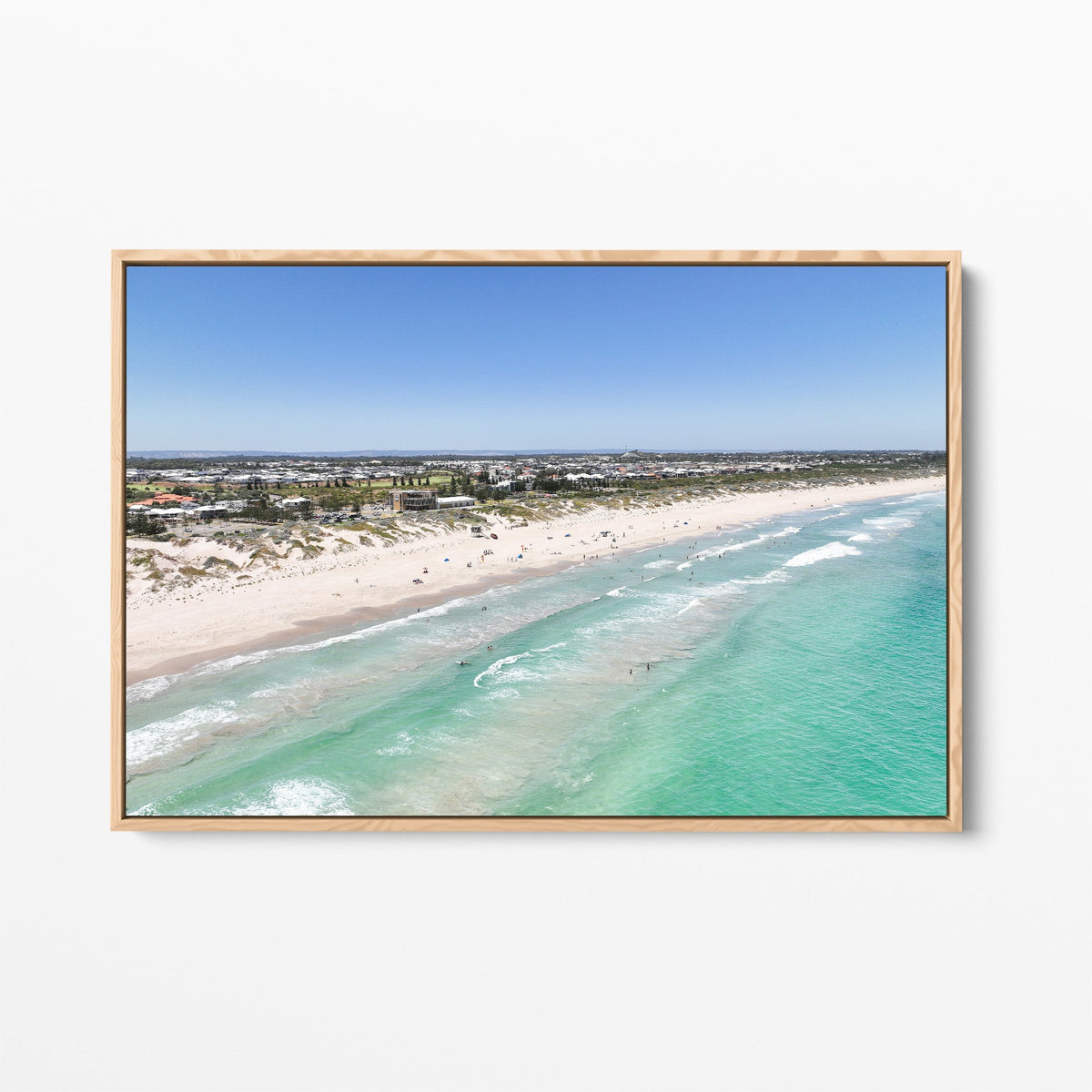 Secret Harbour Beach oak framed canvas
