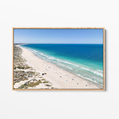 Secret Harbour coastline oak framed canvas