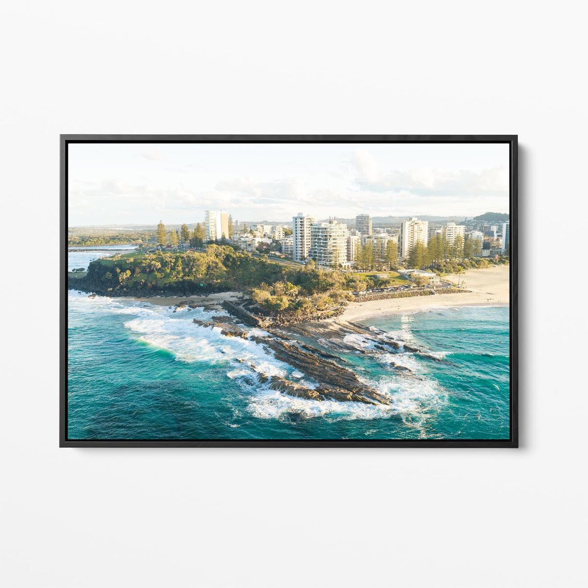 Snapper Rocks black framed canvas