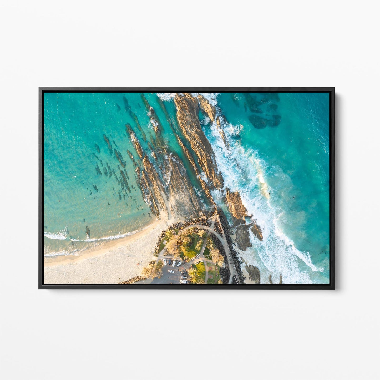 Snapper Rocks black framed canvas
