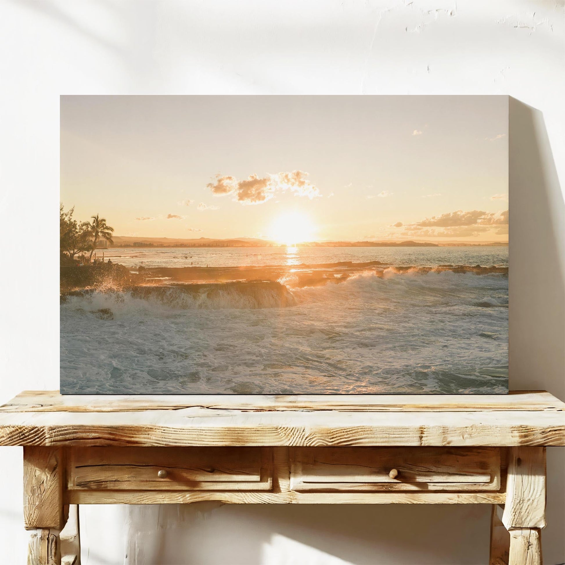 Snapper Rocks sunset wall art QLD canvas