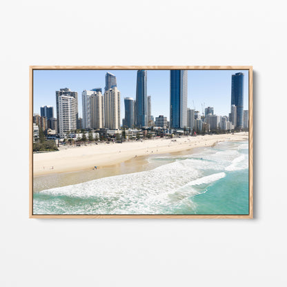 Surfers Paradise Foreshore Oak Framed Canvas