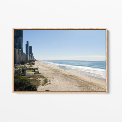 Surfers Paradise Morning Oak Framed Canvas