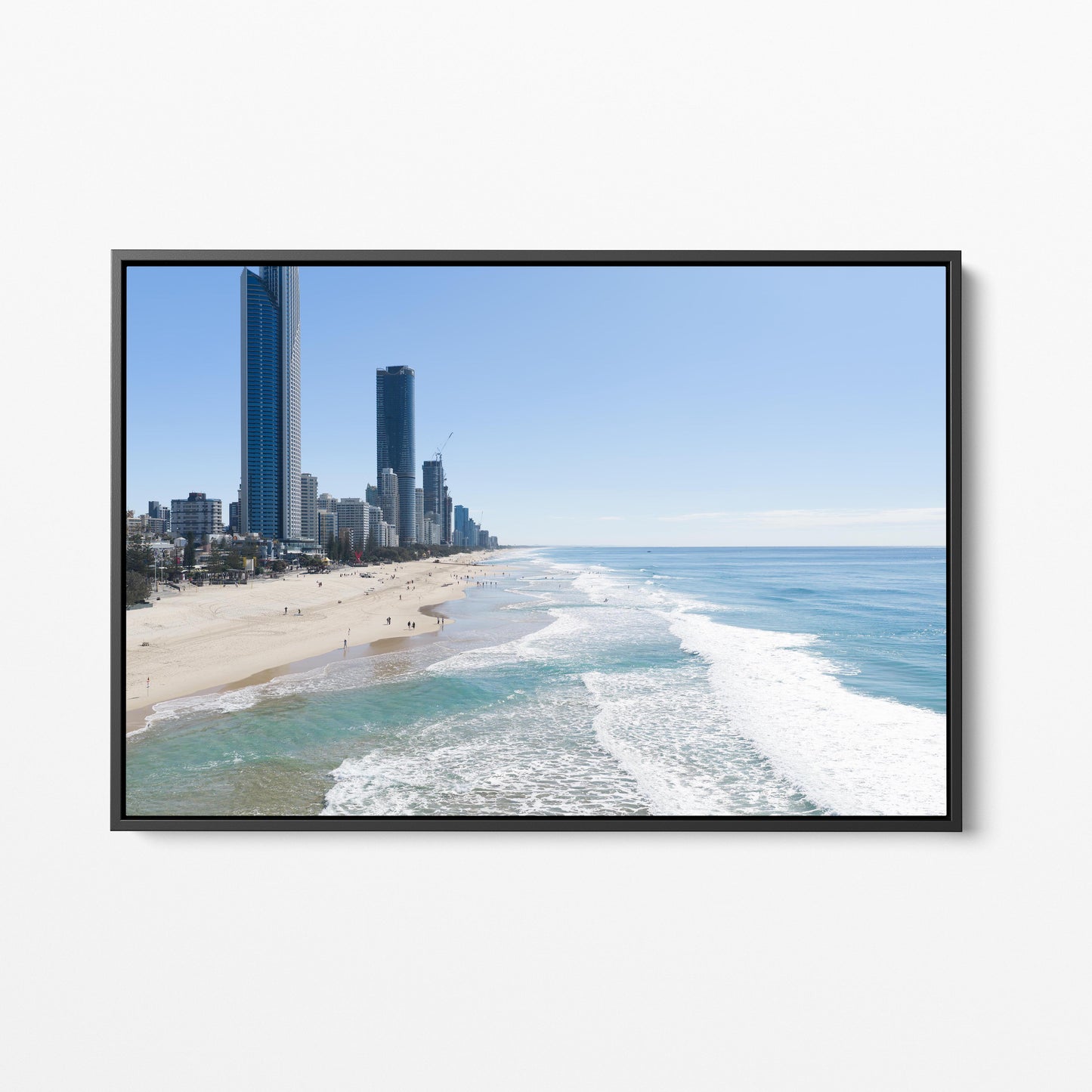 Surfers Paradise Shoreline Black Framed Canvas