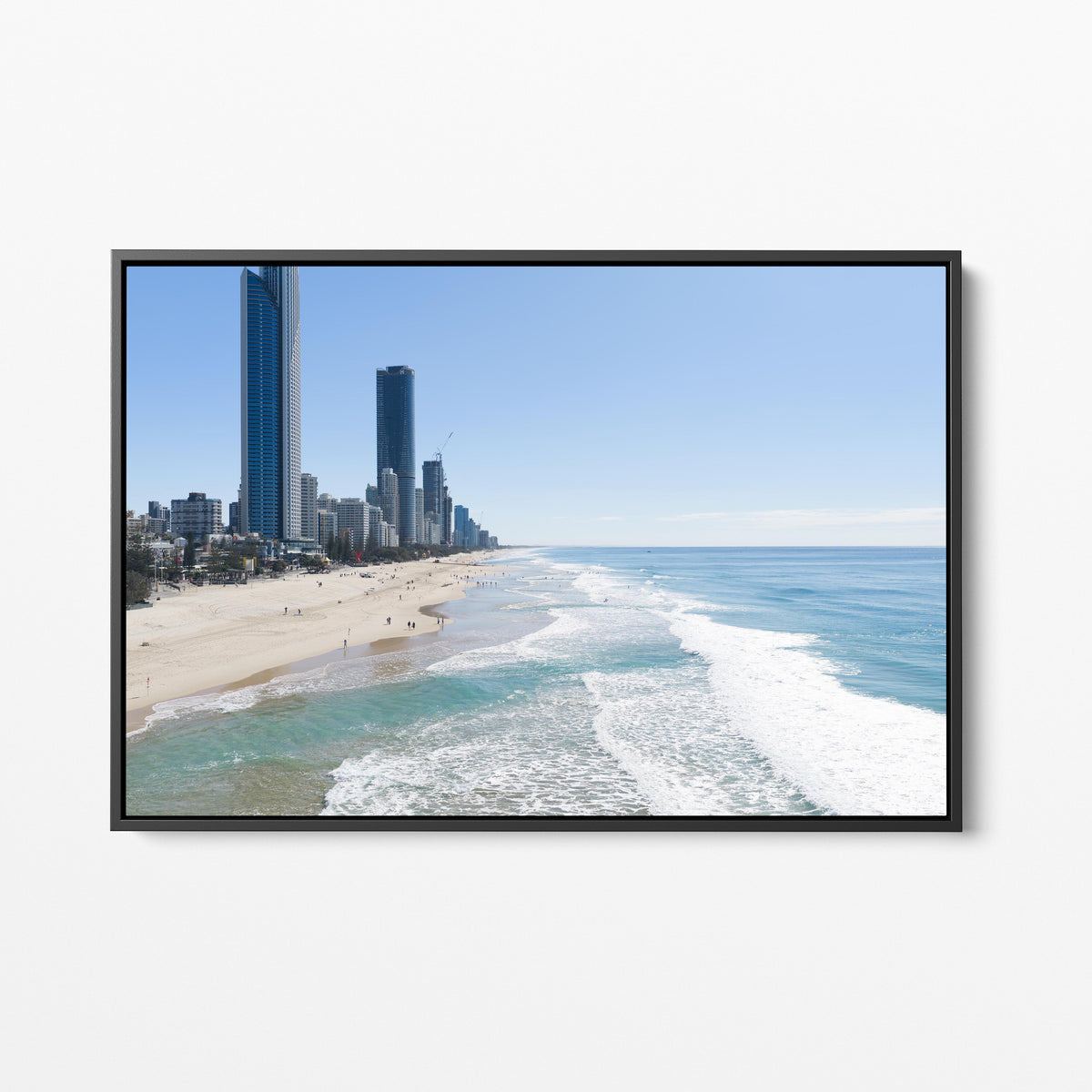 Surfers Paradise Shoreline Black Framed Canvas