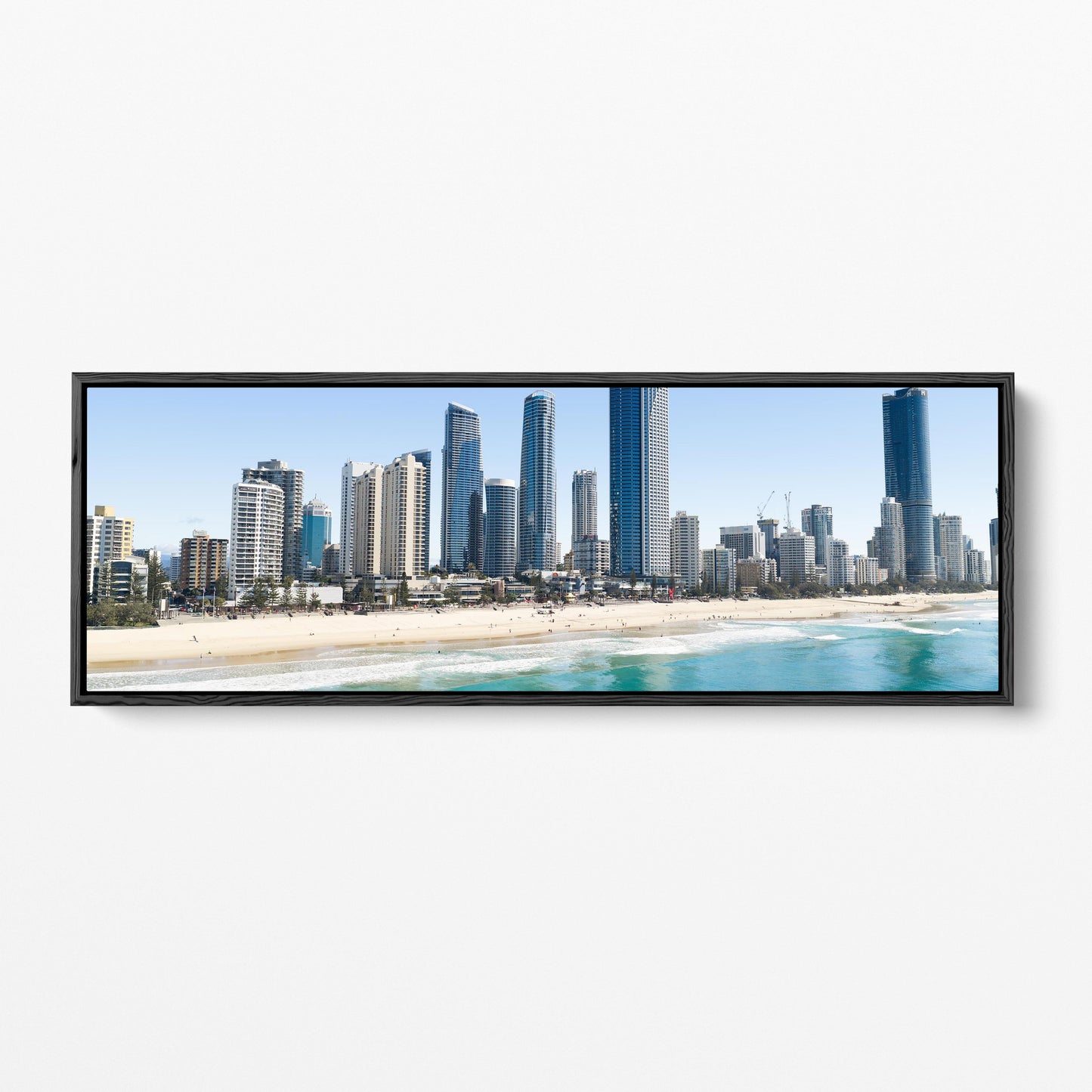 Surfers Paradise towers panoramic black framed canvas