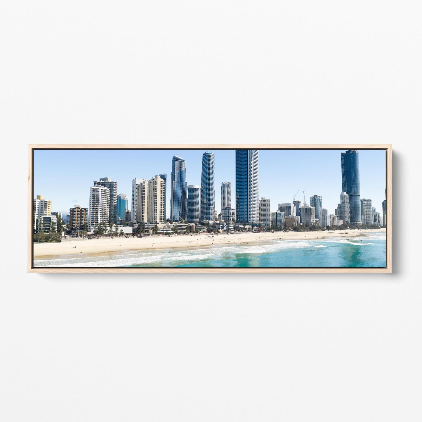 Surfers Paradise towers panoramic oak framed canvas