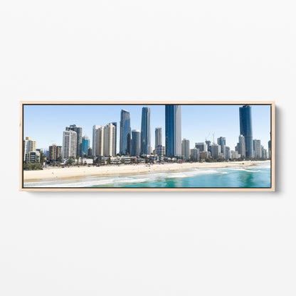 Surfers Paradise towers panoramic oak framed canvas