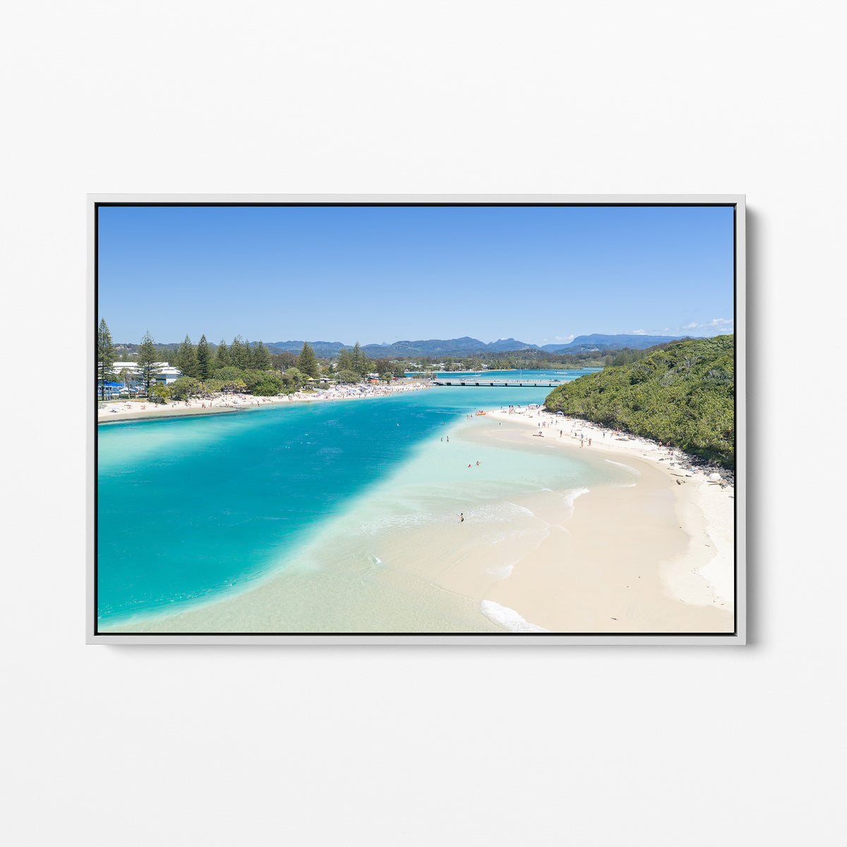 Tallebudgera Creek Turquoise Wall Art white framed canvas