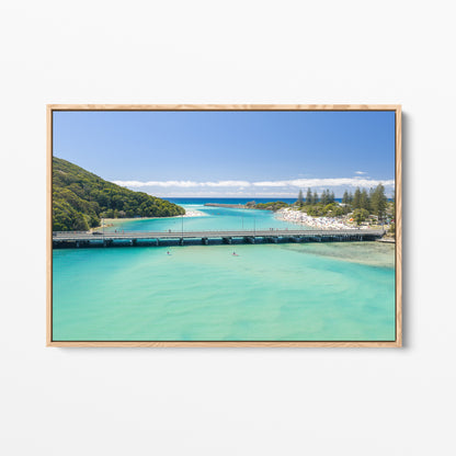 Tallebudgera Creek Bridge Canvas Print oak framed canvas