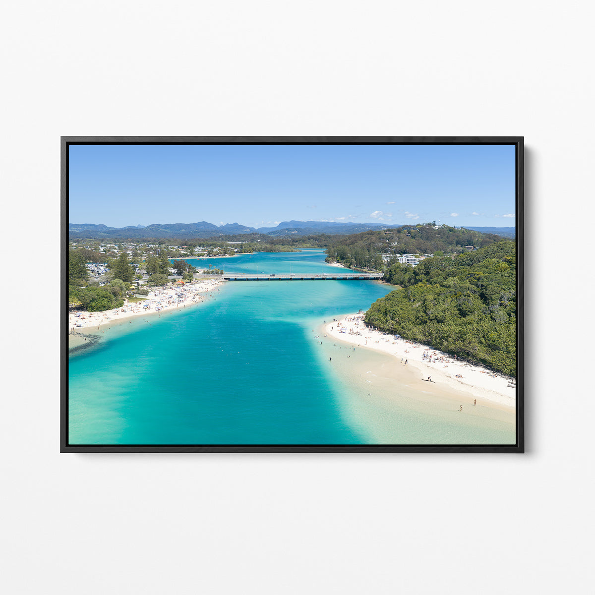 Tallebudgera Creek Sand Spit Wall Art black framed canvas