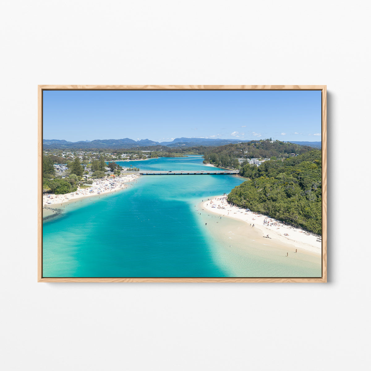 Tallebudgera Creek Sand Spit Wall Art oak framed canvas