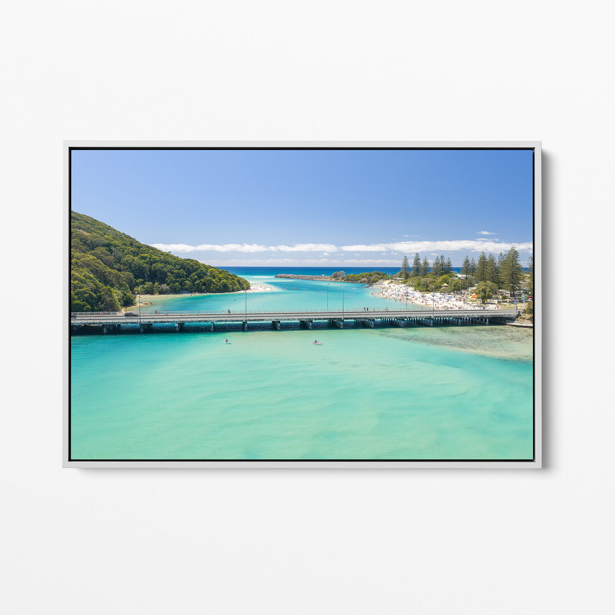 Tallebudgera Creek Bridge Canvas Print white framed canvas