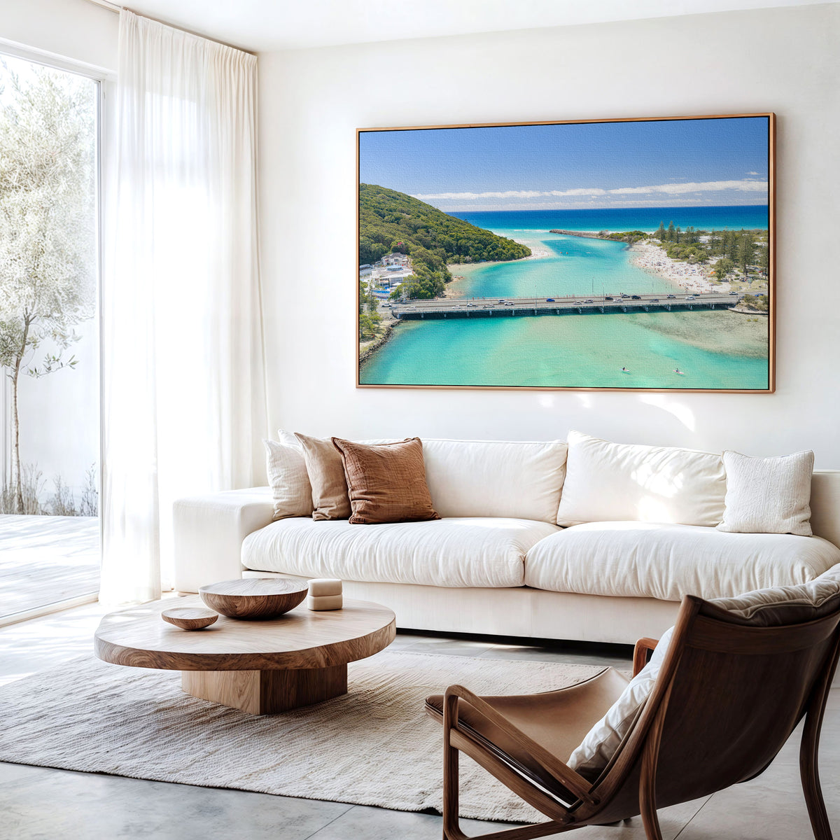 Tallebudgera Creek Bridge Wall Art in a living room